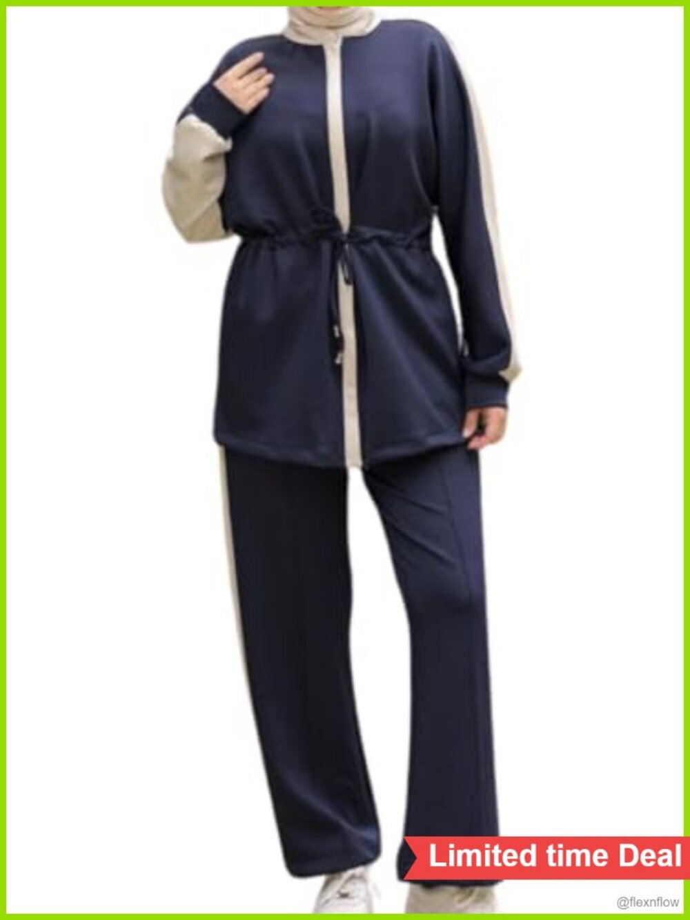 Turkish Modest 2-Piece Tracksuit Set for Muslim Women Breathable Sportswear